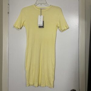NWT John Elliott yellow ribbed cotton mini shirt dress size US 1 Small